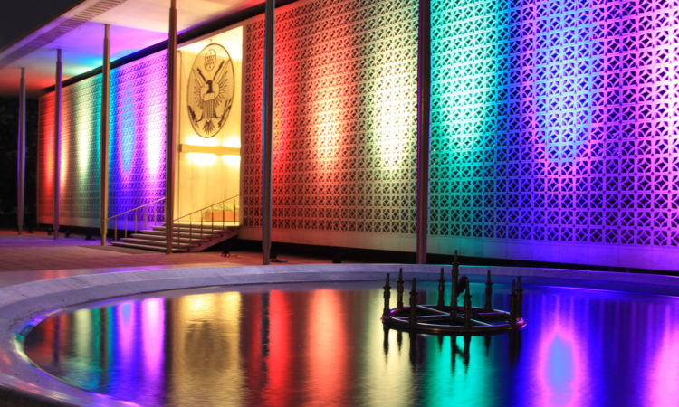 Embassy lit up, June 13, 2016