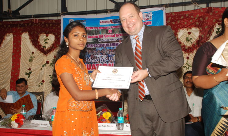 man presenting certificate