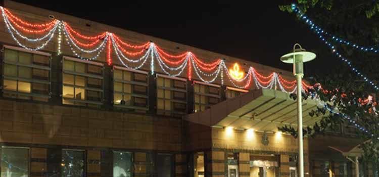 Lights on a building. (Photo Credit: State Department)