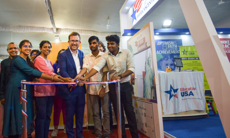 U.S. Consul General Chennai Christopher Hodges inaugurates the American Center Pavilion at the 47th Chennai Book Fair 2024 on Friday, January 5, 2024.