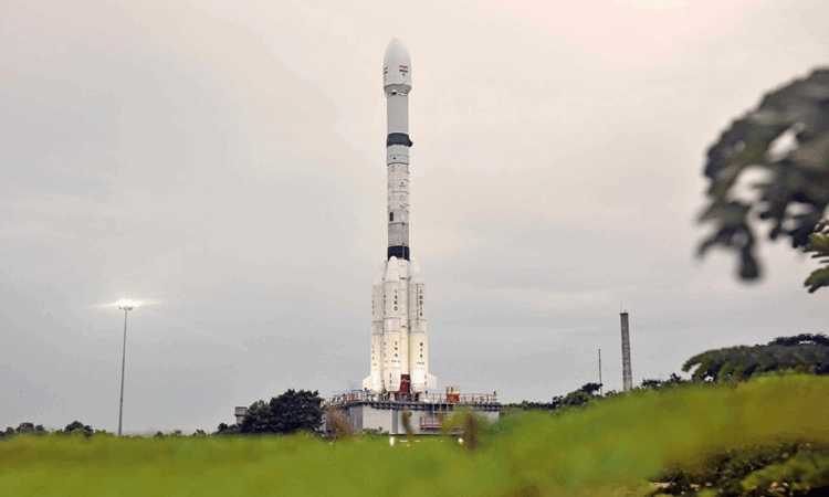 The NISAR satellite, jointly developed by NASA and the Indian Space Research Organisation (ISRO), is encapsulated in the nose cone of ISRO’s Geosynchronous Satellite Launch Vehicle, which stands on the launch pad at the Satish Dhawan Space Centre in Sriharikota, India.  Photo credit:  ISRO
