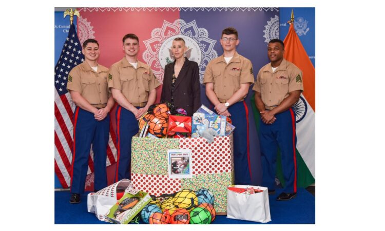 The U.S. Marine Detachment, led by Staff Sergeant Nathan Bender, collected toys donated by members of the U.S. Consulate General Chennai community to benefit the Arunodhaya Centre for Street and Working Children, as part of the U.S. Marine Corps Reserve Toys for Tots Program.