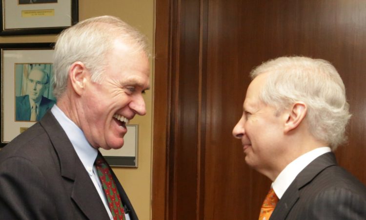 U.S. Secretary of the Navy Richard V. Spencer with Ambassador Kenneth I. Juster in New Delhi