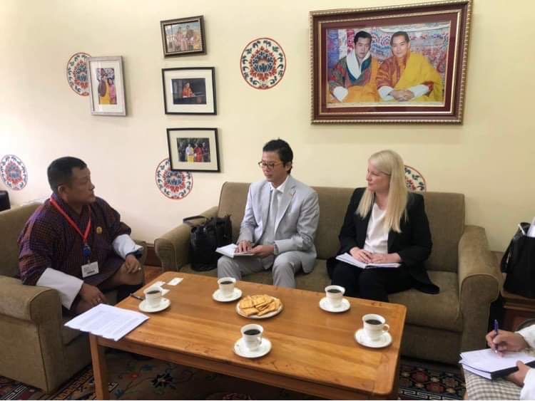 image001 Bhutan Unit Chief Andrew Ou and USAID Indo-Pacific Deputy Director Mary Tyler Holmes meet with senior officials from the Ministry of Foreign Affairs.